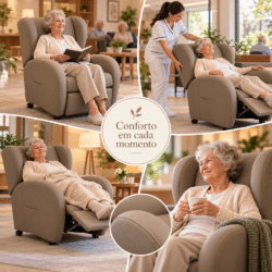 Cadeirão relax manual com orelhas e rodas